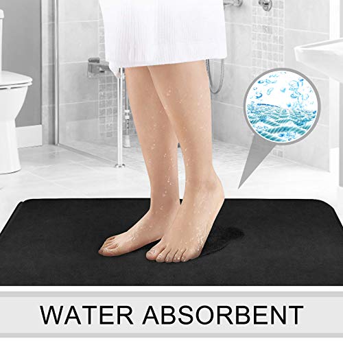 Feelso Memory Foam Bath Mat Set, Extra Soft 2 Piece Bathroom Rugs Non Slip And Absorbent Mats, 20X31 Inches Floor Mat, 20X20 Inches U-Shaped Contour Rug For Tub Shower & Bath Room,Black #TOP4