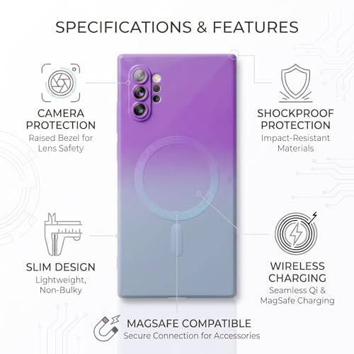 Image of amazon basics Gradient Mag-Safe Case for Samsung Galaxy Note 10 Plus | Soft Silicone Shockproof Cover with Camera Protection | Slim Lightweight Design | Smooth Touch & Durable - Purple & Gray