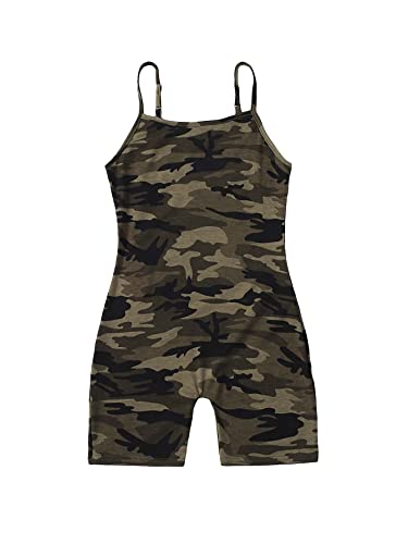 Cozyease Girls' Camo Print Romper Spaghetti Strap Sleeveless Short Length Casual Jumpsuit Multicolor 11-12Y #TOP27