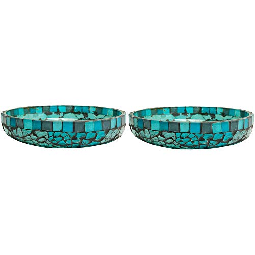 Amber Home Goods Blue Moon Glass Pillar Plate Holder Functional Table Decorations Centerpieces