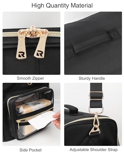 Extra Large Makeup Bag Professional Makeup Artist Bag Tattoo Case Cosmetic Train Case Travel Makeup Organizer Box with Adjustable Dividers (Black, Extra Large)