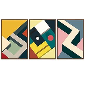 SIGNWIN Framed Canvas Wall Art Mid Century Color...