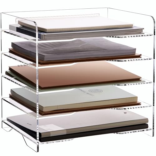 SANRUI-Acrylic-Paper-Organizer-Letter-Tray-5-Tier-Enlarged-File-Holder SANRUI Acrylic Paper Organizer Letter Tray, 5 Tier Enlarged File Holder - Image 1