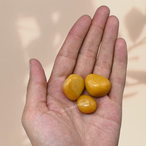 Image of Certified Yellow Jasper Crystal Healing Tumbled Stone, Natural Polished Crystals for DIY Crafts, Manifestation, Meditation, Pooja Feng Shui and Reiki Healing (30 Grams)