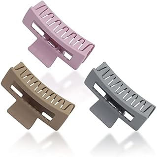 Somnr® 3 PCS Claw Hair Clips for Women and Girls, 3.4"ABS Material Anti Slip Strong Hold Rectangle Hair Claw, Matte Texture Hair Claw Clips for Thick Hair