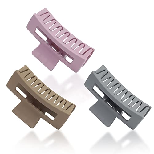 Somnr® 3 PCS Claw Hair Clips for Women and Girls, 3.4"ABS Material Anti Slip Strong Hold Rectangle Hair Claw, Matte Texture Hair claw Clips for Thick Hair