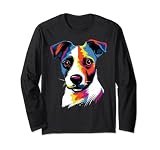 Il Jack Russel Terrier è felice con un leggero sorriso boi e simpatici occhi da cucciolo. Perfetto per chi ama la razza di cani Jack Russel Terrier, animali divertenti e arte colorata unica.