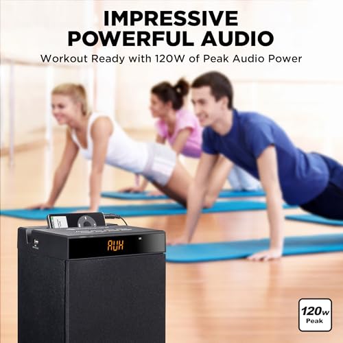 Image of GOgroove Bluetooth Tower Speaker with Subwoofer Built in - Floorstanding Home Speaker with Powerful Bass and Dual Drivers, 120W Peak Power, MP3 3.5mm Aux, USB 2.0 Port Flash Drive, FM Radio (Single)