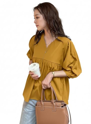 Image of Zilcon Women's Cotton Plain Styles Short Kurti for Women V-Neck Half Sleeve || Kurti for Woman || Short Kurtis for Woman