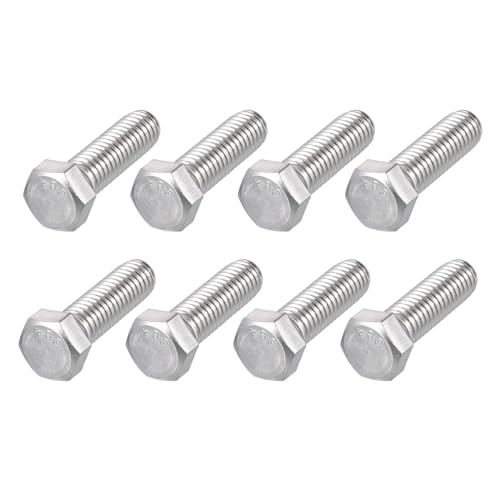 Image of METALLIXITY Hex Head Bolts (7 /16-14 x 1-1 /2 inch) 8Pcs, 304 Stainless Steel 18-8, Fully Threaded, External Hex Drive, Plain Finish, Hex Head Screw Bolt, Silver