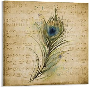Framed Canvas Painting Peacock Ready to Hang Canvas Wall Art Poster Print Wall Hanging Painting with Frame Antique Home Decor Artwork for Living Room Bedroom Office Farmhouse Best Gift image 5