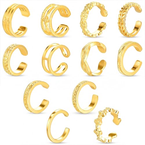 Tyqour 12 Stück Gold Toe Rings Goldene Ringe Goldener Zehenring Verstellbar Für Damen Sommer Zehenring Set Schlichtes Strand Fußschmuck Set