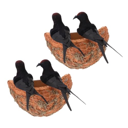 Toyvian Künstliches Schwalbennest Modell Mit Simulationsvogelfigur Deko Schwalbennest Fotografie Requisite Gartenvogelnestdekoration Für Balkon Garten Haus 6.30X5.91X2.76 Zoll