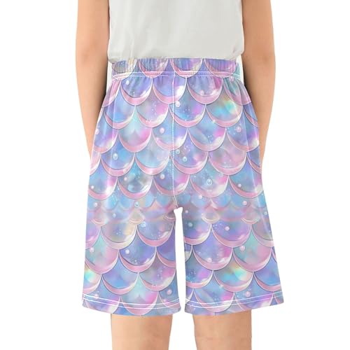 Purple and Blue Mermaid Scales Short Pajama Pants Bottoms Soft Sleepwear with Pockets2