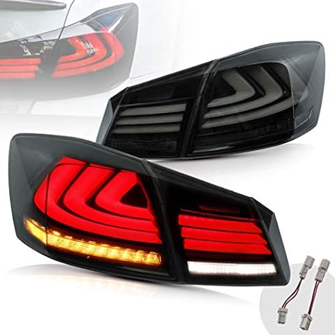 VLAND LED Tail Lights for [Honda Accord 8th Gen Sedan 2013 2014 2015] with Amber Sequential Turn Signal, Smoked Lens, Not For Accord Coupe/Sport/EX-L, For Accord Sedan Only Cover