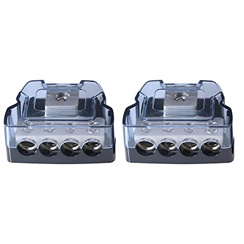 Bumbesti 2 Pack 0/2/4 Gauge in 4/8/10 Gauge Out 4 Way Power Distribution Block for Car Audio Splitter