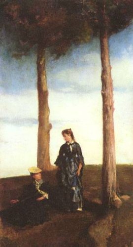 Peinture à l'huile Hilltop c1862 John Lafarge tableau 36x48