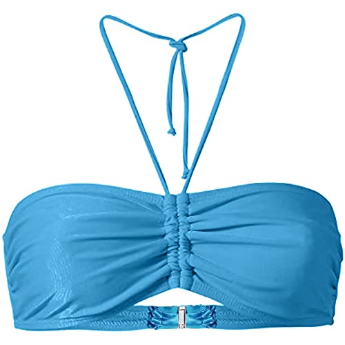 Braga Bikini Reductor Barriga Bikini con Mujer Mujer Verano Mix Plain Bandeau Top Trajes De Baño Ropa De Playa Trajes Baño 2025 Braga Alta (Sky Blue M)