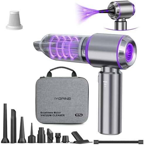 IYOFINE Vacuum/Air Duster 80,000RPM Super Power Mini Car Vacuum Cleaner