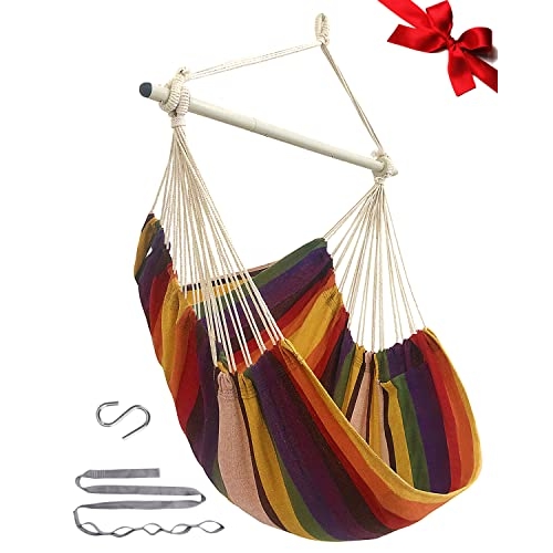 MIZTLI Hammock Chair Swing Indoor Hammock for Bedroom - Max 500 Lbs－Steel Spreader Bar wit...