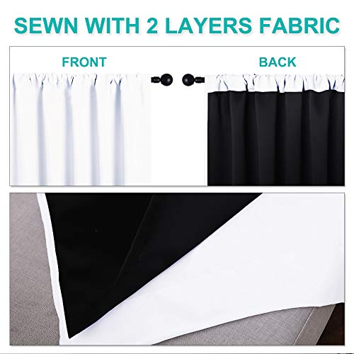 Nicetown 100% Blackout Curtain Panels, Rod Pocket Window Curtains With Black Liner For Nursery, 84 Inches Drop Heat And Full Light Blocking Draperies (White, 2 Pieces, 52 Inches Wide Each Panel) #TOP5