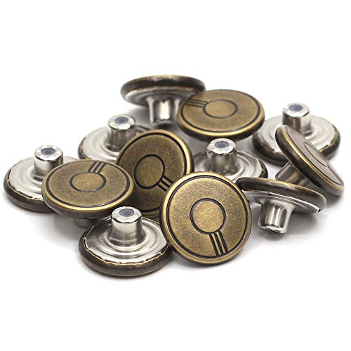 12 Sets Brass Jean Tack Buttons Replacement No Sew Metal Buttons #TOP2