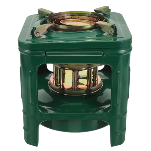 TEHAUX Portable Kerosene Stove, Camping Picnic Burner Furnace, Compatible with Diesel & Alcohol, Indoor and Outdoor Burner Tool, Metal Kerosene Pot for Boiling Water Cooking and Heating (Green)