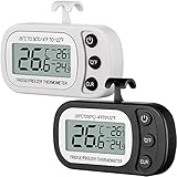 Kühlschrank Thermometer, 2 Stück Wasserdicht Gefrierschrank Thermometer Zur TemperaturüBerwachung Von KüHl- und GefriergeräTen, LCD-Display mit Haken