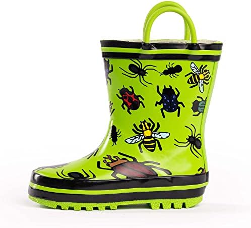 NORTY Rubber Rain Boots for Kids - Waterproof Rubber Boots Boys and Girls Solid & Printed Rainboots for Toddlers and Kids - Bugs and Insects