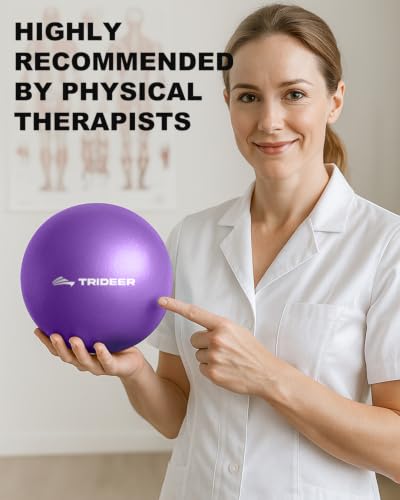 Image of Trideer Exercise Ball for Physical Therapy with Guide, 9 Inch Pilates Ball