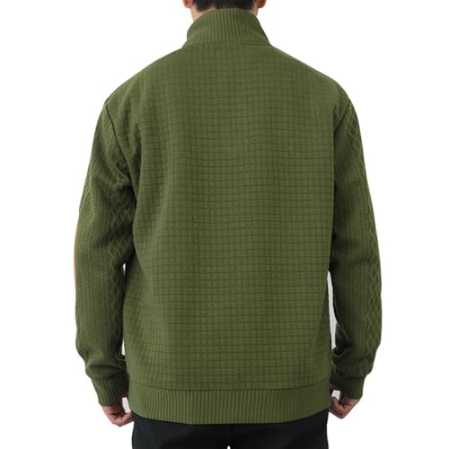 Mens Henley Sweatshirt Casual Long Sleeve Knitted Pullover Button Down Lapel Collar Vintage Shirts with Elbow Patches4