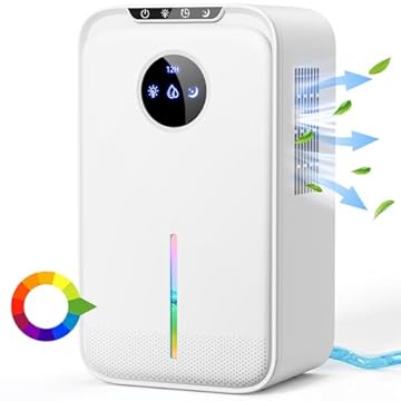 Deumidificatore 2200ML Deumidificatore Casa Portatile Con Tubo di Scarico,Sonno Silenzioso Timing 8/12/24H Luci LED 7 colori Spegnimento Automatico,Per la Casa,Bagno,Cabina Armadio,RV