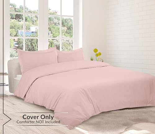 Image of ROYALE LINENS Pink Duvet Cover King Size - 3 Piece Bedding Comforter Covers - Zipper Closure - 1 King Duvet Cover 104x90 inches and 2 Pillow Shams - No Comforter Included
