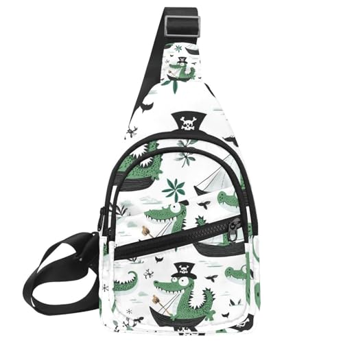 Sac à bandoulière homme femme crocodile vert petit sac poitrine mixte