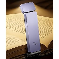 86lux Book Light, Rechargeable Clip-On LED Reading Light for Bed & Night Use - 3 Color Temperatures with Stepless Dimming, Ultralight Bookmark Design for Kids, Book Lovers, Purple
