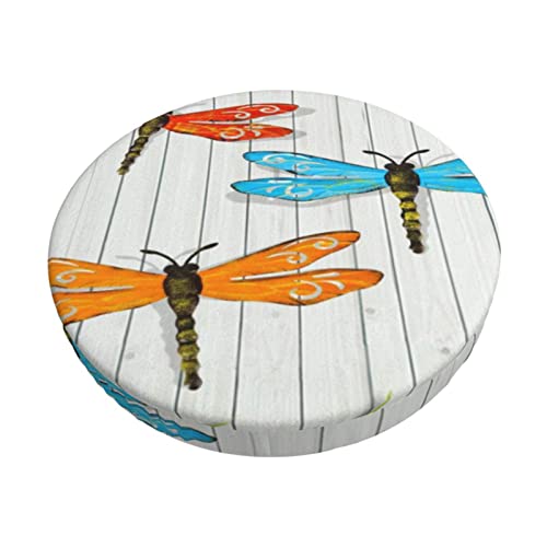 ASEELO Round Bar Chair Stool Cover Dragonfly Fence Printed Elastic Bottom Removable Washable Chair Protector Slipcovers Christmas Home Decor Seat Cover 12 inch