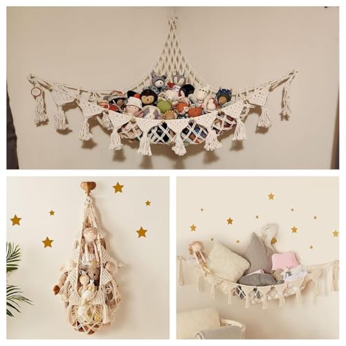 Filet de rangement en macramé pour libérer l'espace au sol de la chambre - 6