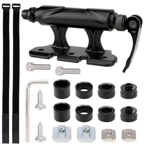 Dioty Single Bike Fork Mount Block Alloy Quick Release Thru Axle for Car Bike Roof Rack Truck Bed Bike Mount with 4 Adapters for Road MTB and Hybrid Bicycles