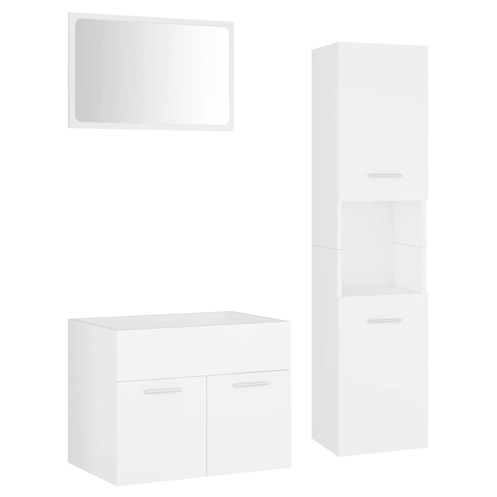 Homgoday Set Mobili da Bagno Bianco in Truciolato, Credenza Armadio Armadietto da Pavimento per Bagno Mobiletto Portaoggetti Ripiani Armadio di Stoccaggio per Camera Ufficio j