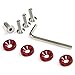 iJDMTOY 4pc JDM Racing Style M6 Red Aluminum Washers Bolts Kit Compatible with Car License Plate Frame, Fender, Bumper, Engine Bay, etc