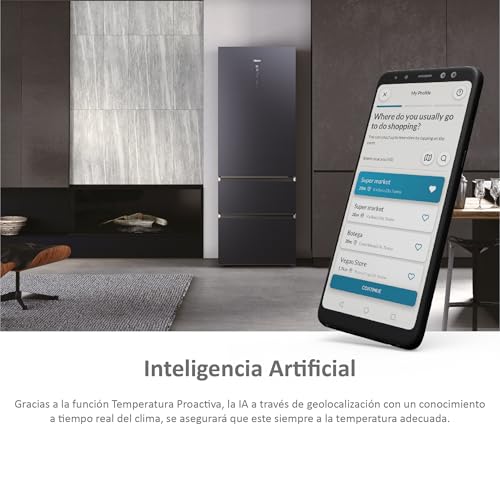Miniatura 5 de Haier 3d 70 Series 7 Htw7720enmb - Frigorífico Combi, Cajones Direct Access, Conexión Wifi, Motor Inverter, Cajón Humidity Zone, Total No Frost, 483 L, Clase E, Negro, Ancho: 70 Cm, Alto: 200 Cm