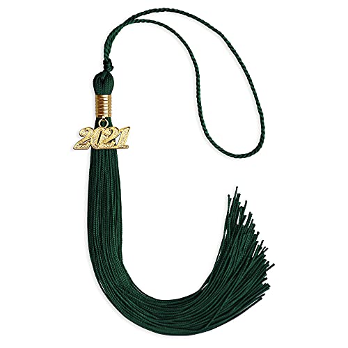 Endea Graduation Single Color Tassel with Gold Date Drop (Hunter Green, 2021)