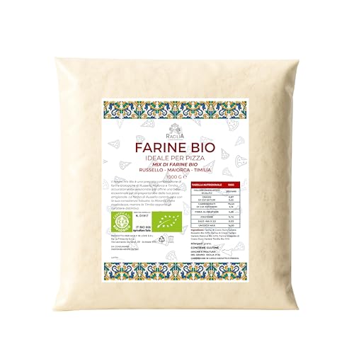 RACILIA Mezcla de Harina para Pizza Bio - Mezcla de Granos Antiguos Sicilianos Russello, Maiorca y Timilia - Molida a Piedra - 1kg x 3
