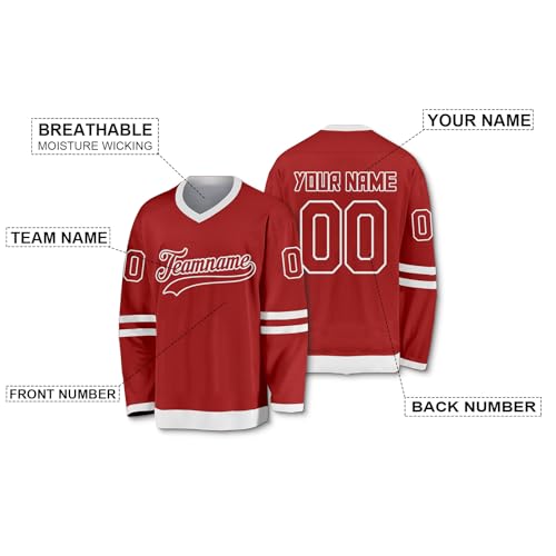 image for Ollvkus Custom Ice Hockey Jersey Stitched Team Name Number Personalize