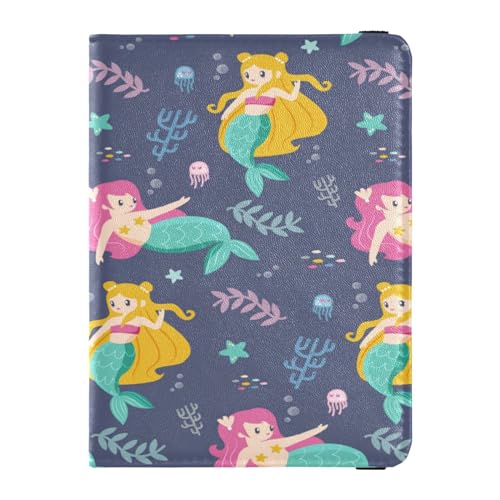 Custodia per passaporto pelle PU ultra sottile porta carte di credito custodia per per donne ragazza badge ID vaccino portafoglio essenziale da viaggio sirena Multi 1 size