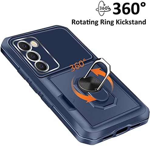 Vunake for Samsung S20 FE Case with Card Holder Galaxy S20 FE Wallet Case with Ring Kickstand Heavy Duty Hard PC TPU Bumper Cover Shockproof Protective Phone Case Cover for Samsung Galaxy S20 FE