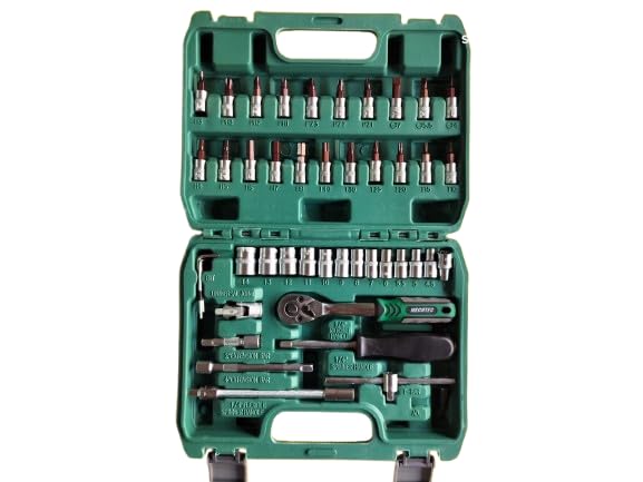 Imported Original MEGATEC 46-Piece Socket Set – 72 Teeth Ratchet, Bit Holder, Hex Keys, Extension Bars & Universal Joint-image-16