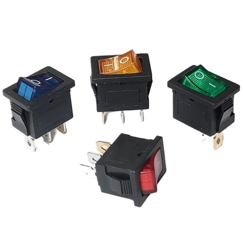 4Pcs 3Pin KCD1 Rocker Switch 21x15mm Panel 13x19mm Indication IP65 with LED 12V 220V Illuminated Seesaw Switch Power ON-Off(Beige,Type1 LED 12V)