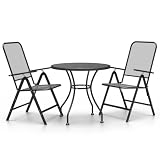 GHVBNMF 3-Piece Garden Dining Set Anthracite Expanded Metal Mesh Bistro Set with Round Table and 2 Foldable Chairs Adjustable Backrests Outdoor Furniture for Patio Balcony and Terrace