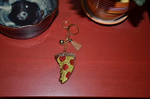 Popfizzy Bling Pizza Keychain for Girls and Women, Rhinestone Bag Charm, Pizza Gifts, Pizza Slice Purse Charm2